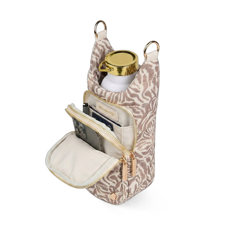 Natural Zebra Print Linen HydroBag® | Water Bottle Crossbody