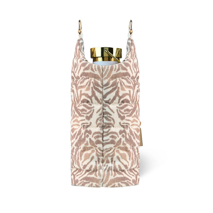 Natural Zebra Print Linen HydroBag® | Water Bottle Crossbody