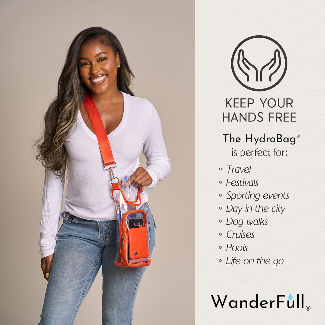 Clear HydroBag® Stadium with Clementine Orange Trim and Matching RFID Pouch