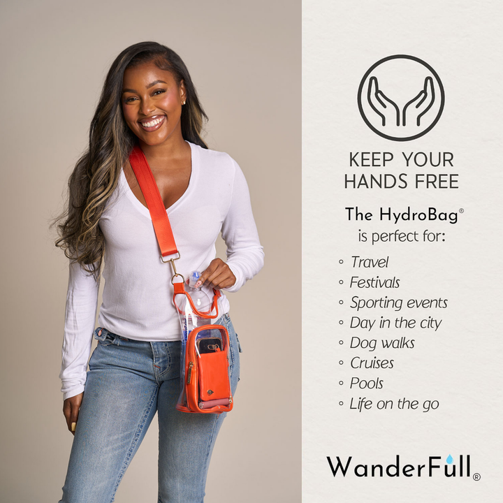 Clear HydroBag® Stadium with Clementine Orange Trim and Matching RFID Pouch