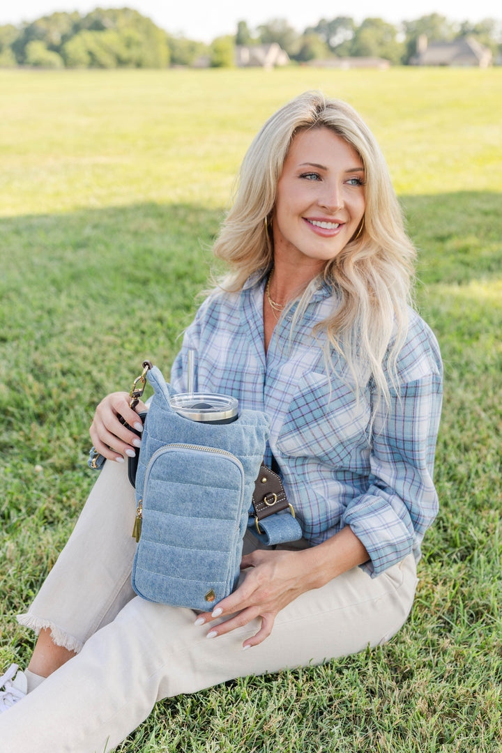 HydroBag® Handle – Light Denim Water Bottle Carrier Strap
