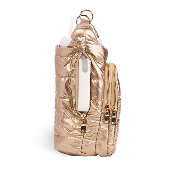 HydroBag® HANDLE®- Gold Shiny with Vegan Leather Trimmed Solid Strap
