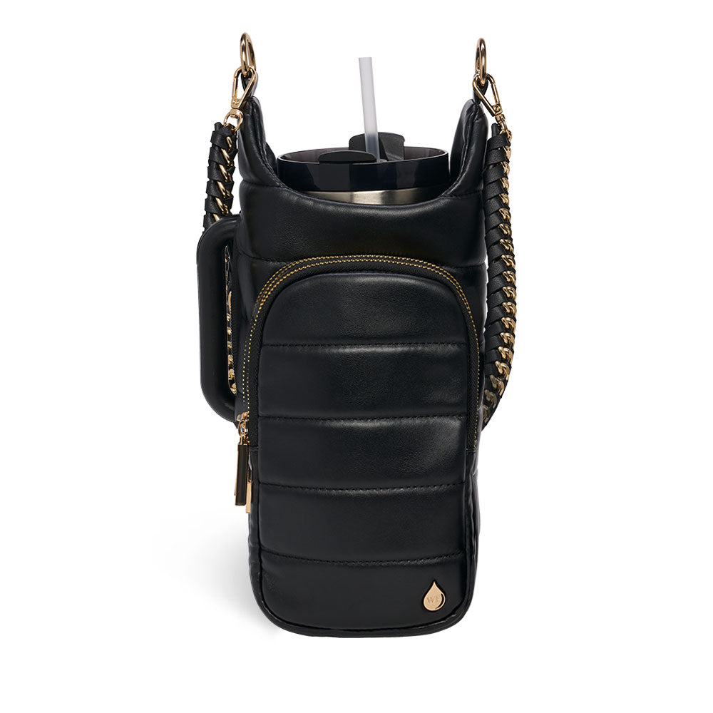 HydroBag® Handle Black Vegan Leather | Tumbler Crossbody Bag