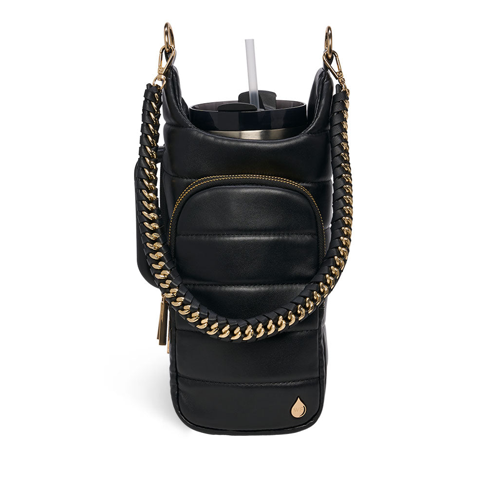 HydroBag® Handle Black Vegan Leather | Tumbler Crossbody Bag