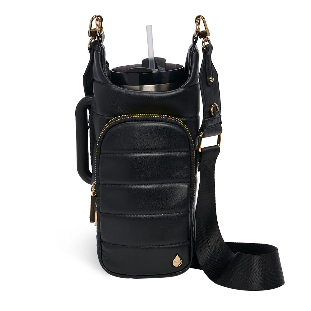 HydroBag® Handle Black Vegan Leather | Tumbler Crossbody Bag