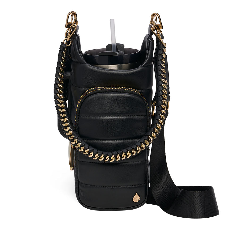 HydroBag® Handle Black Vegan Leather | Tumbler Crossbody Bag