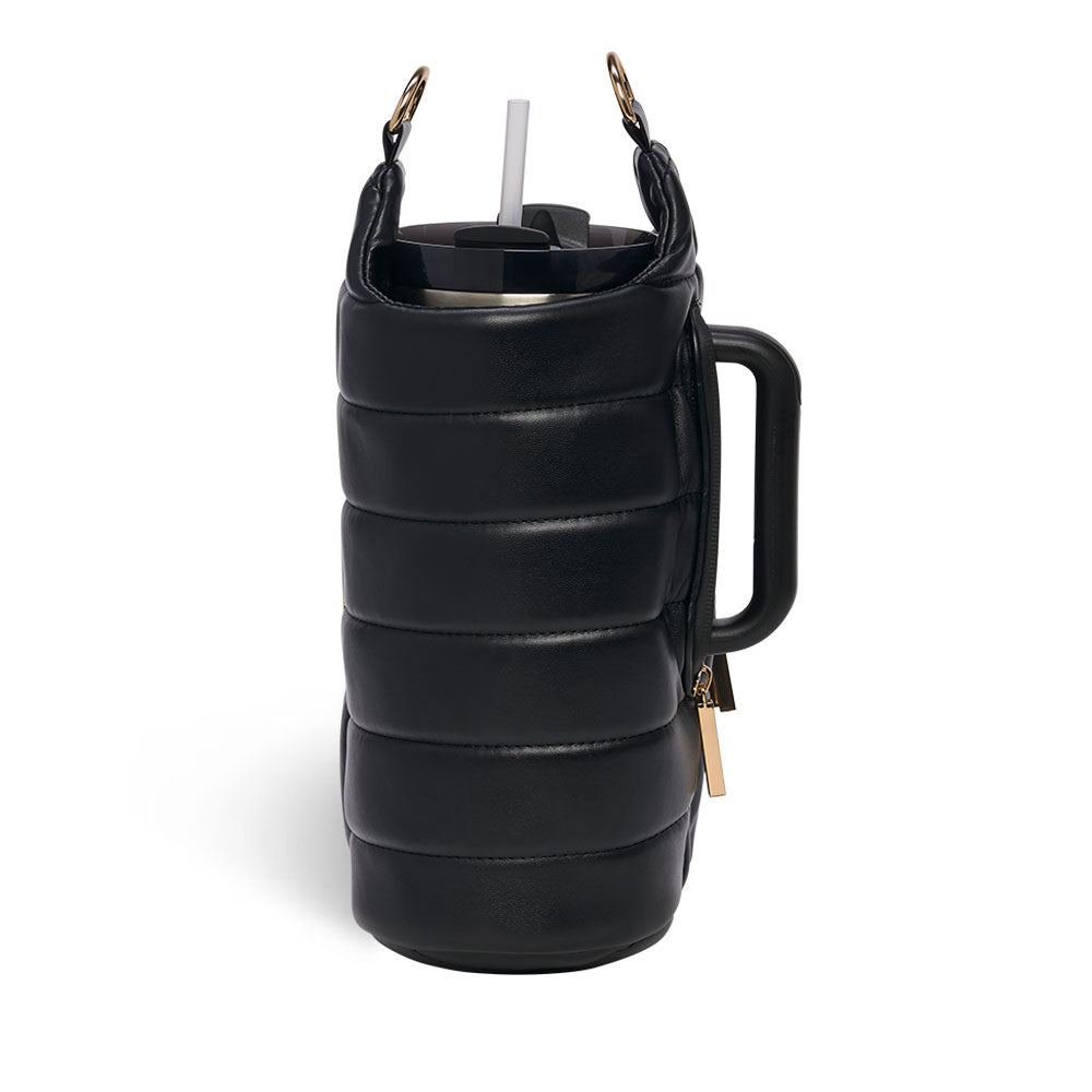 HydroBag® Handle Black Vegan Leather | Tumbler Crossbody Bag