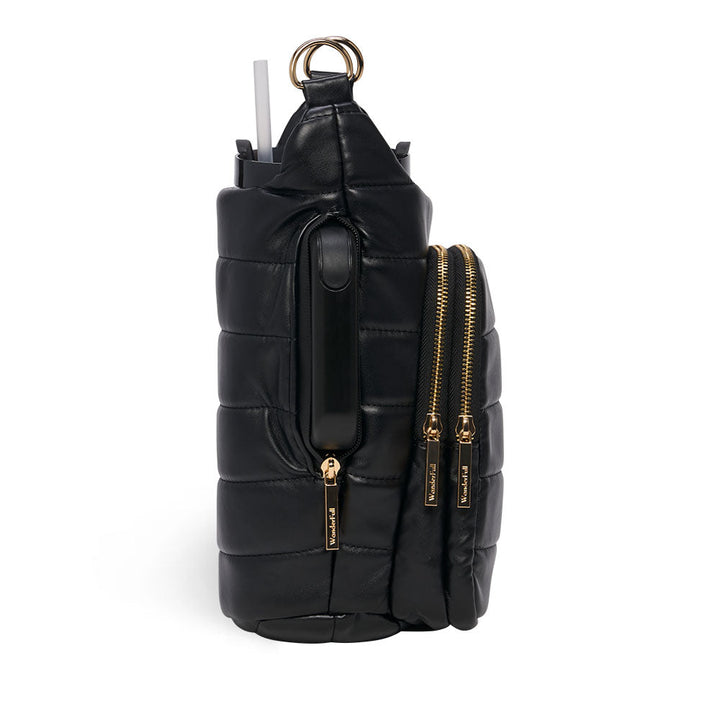 HydroBag® Handle Black Vegan Leather | Tumbler Crossbody Bag
