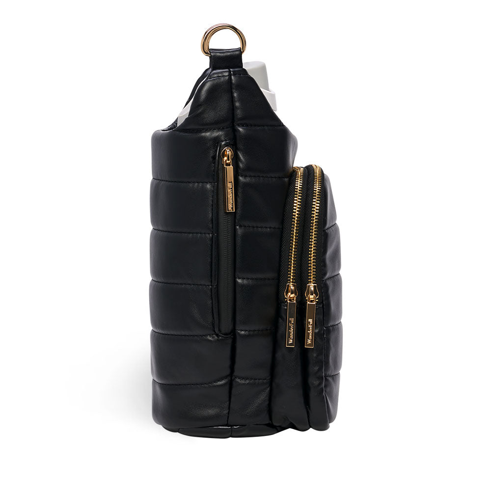 HydroBag® Handle Black Vegan Leather | Tumbler Crossbody Bag