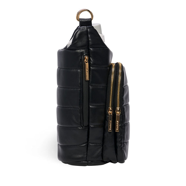 HydroBag® Handle Black Vegan Leather | Tumbler Crossbody Bag