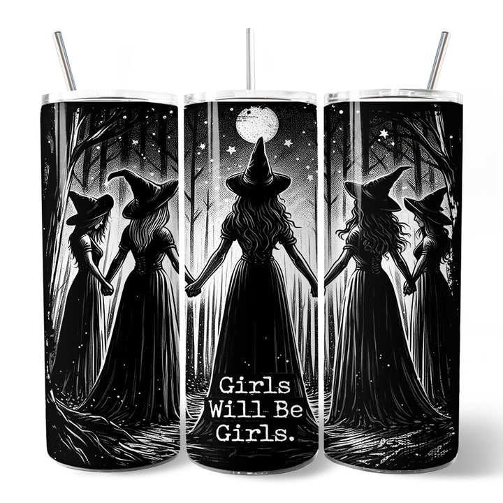 Girls Will Be Girls Personalized 20 oz Spooky Witch Tumbler