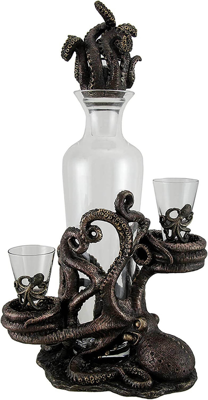 Steampunk Octopus Decanter Set with Two Glasses