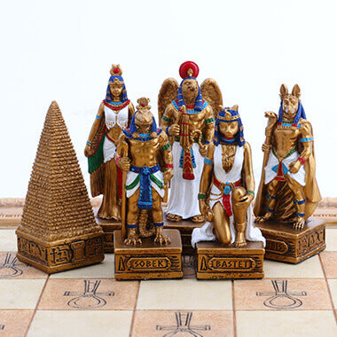 Egyptian gods Chess Set with Ankh Storage Board
