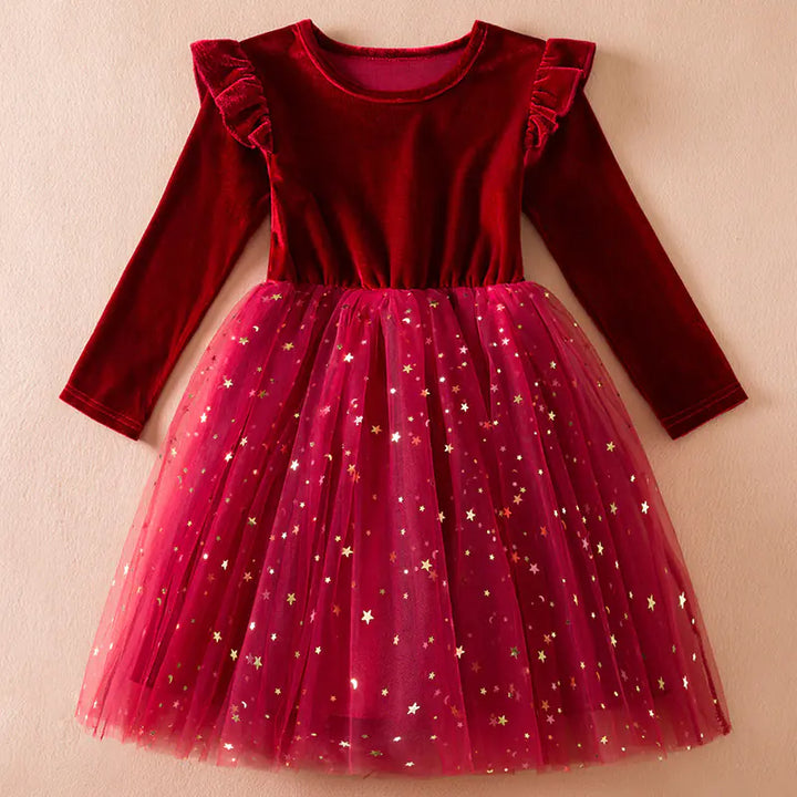 Girls’ Long-Sleeve Corduroy Princess Dress – Autumn and Winter