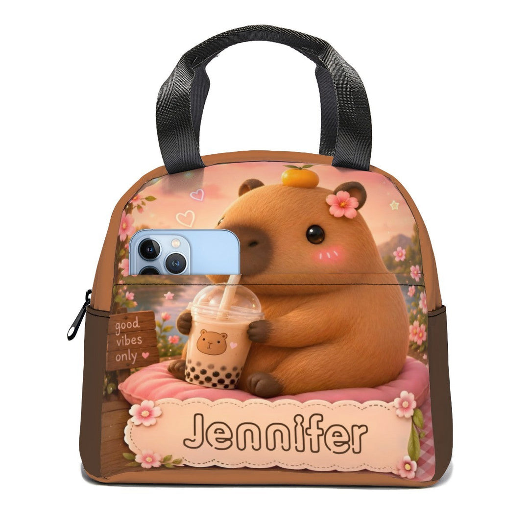 Personalized Capybara Lunch Bag – Custom Name Insulated Tote