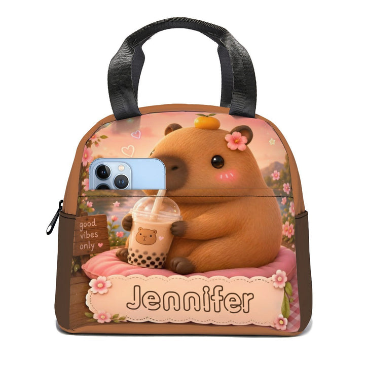 Personalized Capybara Lunch Bag – Custom Name Insulated Tote