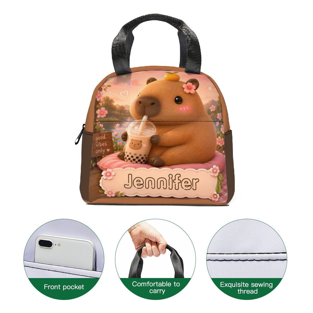 Personalized Capybara Lunch Bag – Custom Name Insulated Tote