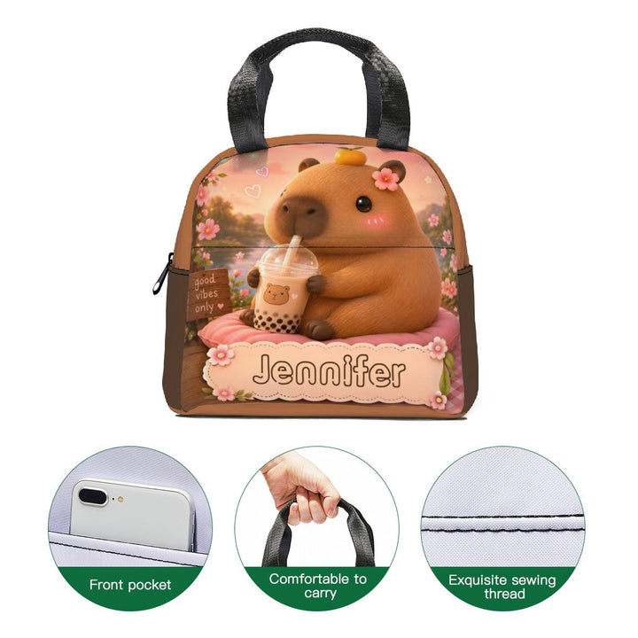 Personalized Capybara Lunch Bag – Custom Name Insulated Tote