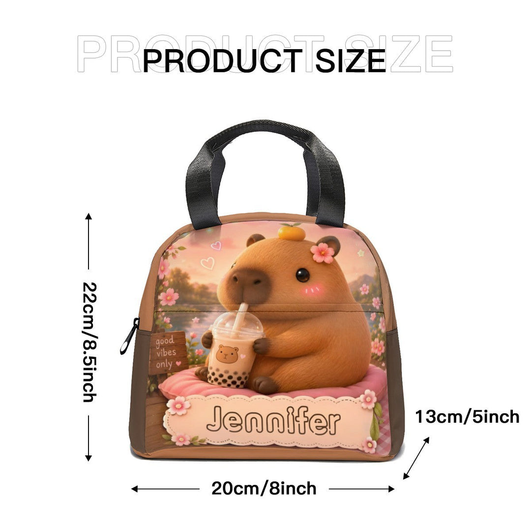 Personalized Capybara Lunch Bag – Custom Name Insulated Tote