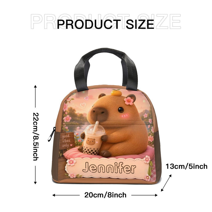 Personalized Capybara Lunch Bag – Custom Name Insulated Tote