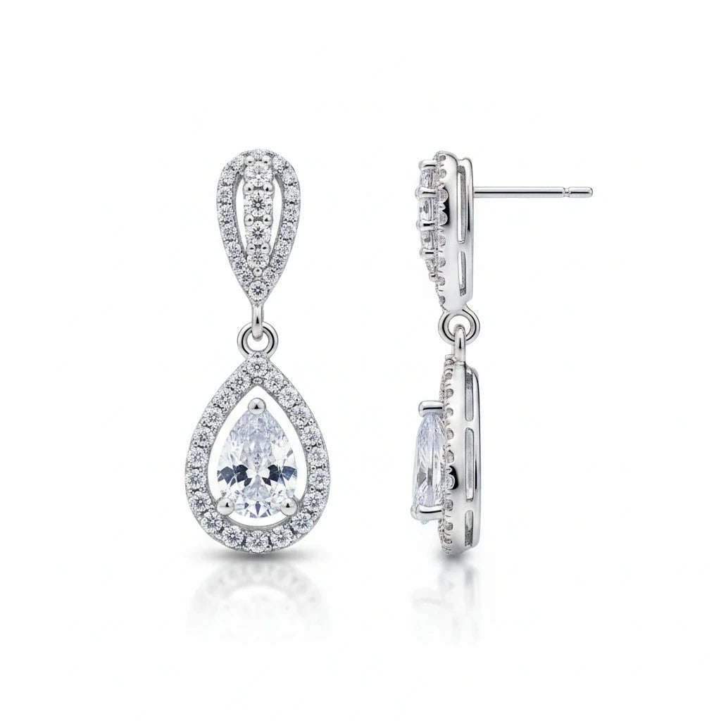 2 Carat Sparkala™ Moissanite Teardrop Earrings – 925 Sterling Silver
