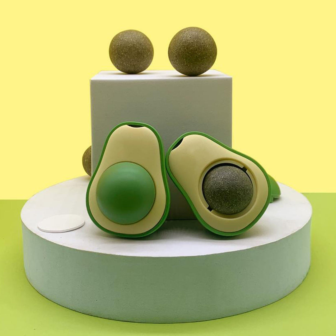 Cute Avocado Catnip and Silvervine Teeth-Cleaning Ball for Cats