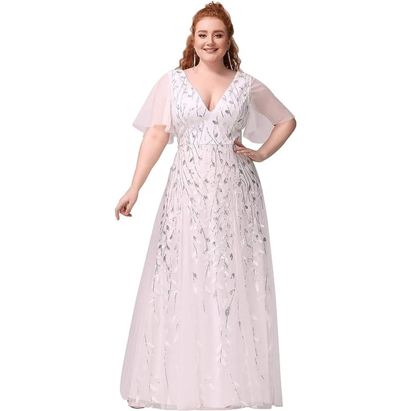 Plus-Size Sequin Fishtail Dress – Red Christmas Party Gown