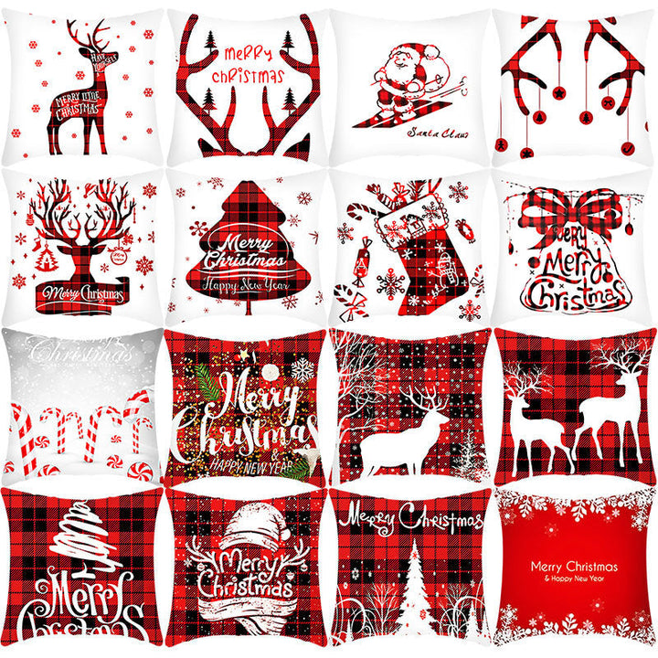 Merry Christmas Elk and Santa Plush Cushion Cover