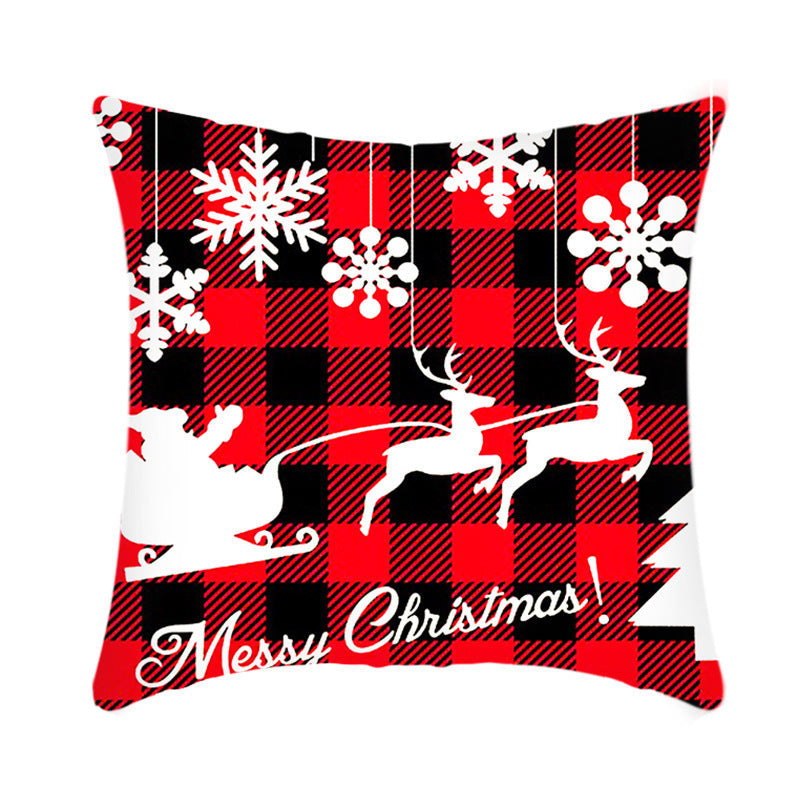 Merry Christmas Elk and Santa Plush Cushion Cover