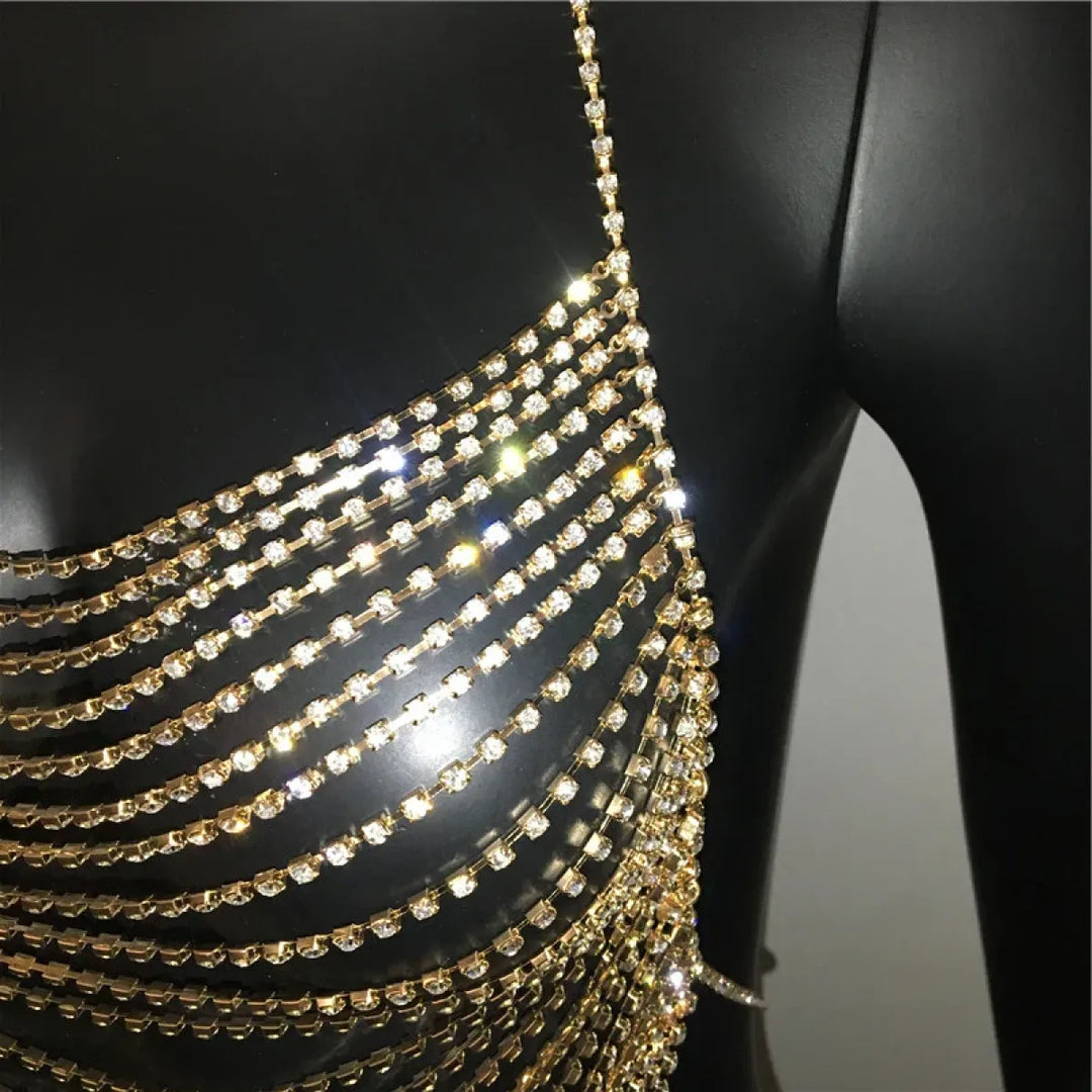 Women's Rhinestone Halter Top – Shiny Harajuku Crop Top