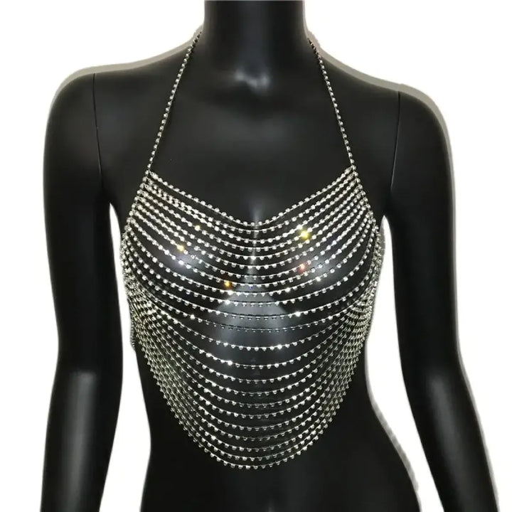 Women's Rhinestone Halter Top – Shiny Harajuku Crop Top
