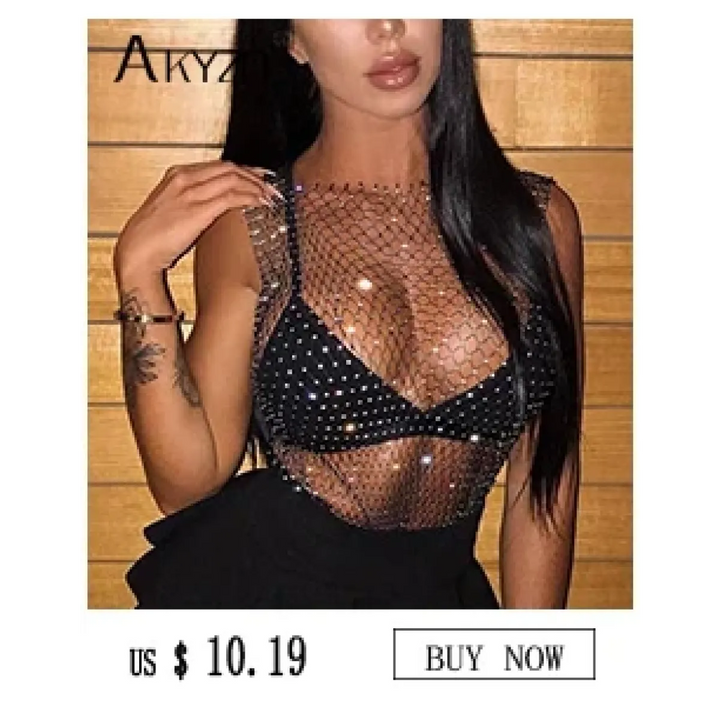 Women's Rhinestone Halter Top – Shiny Harajuku Crop Top