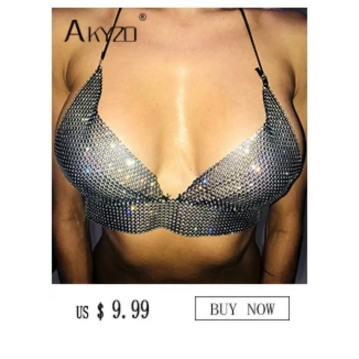 Women's Rhinestone Halter Top – Shiny Harajuku Crop Top