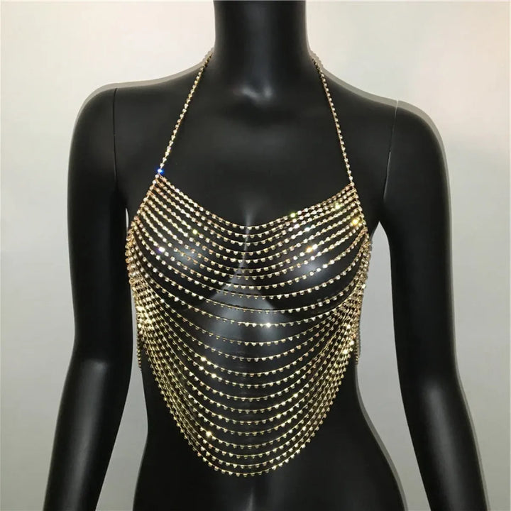 Women's Rhinestone Halter Top – Shiny Harajuku Crop Top