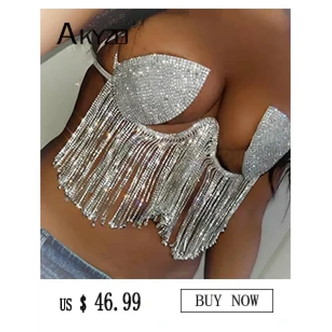 Women's Rhinestone Halter Top – Shiny Harajuku Crop Top