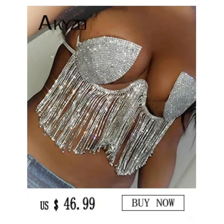 Women's Rhinestone Halter Top – Shiny Harajuku Crop Top