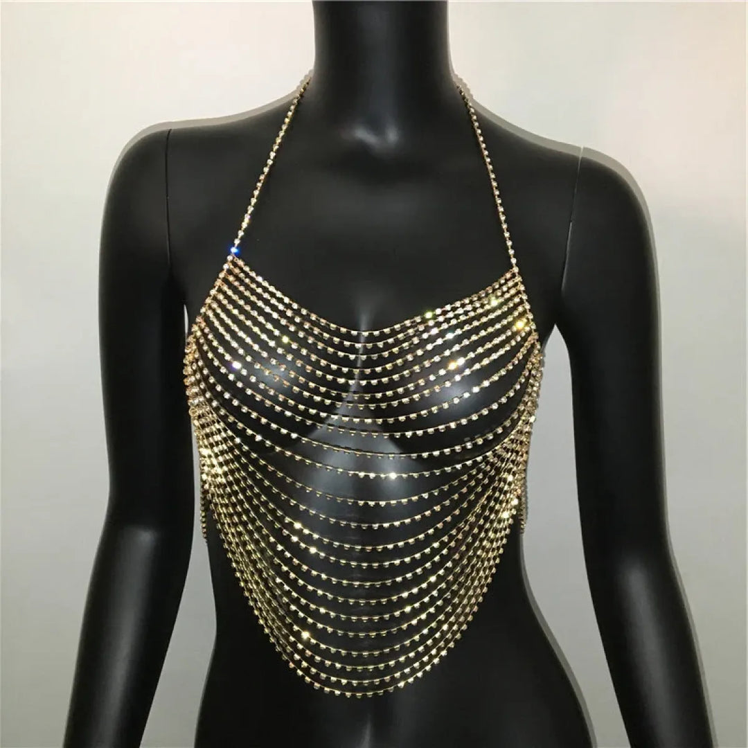 Women's Rhinestone Halter Top – Shiny Harajuku Crop Top