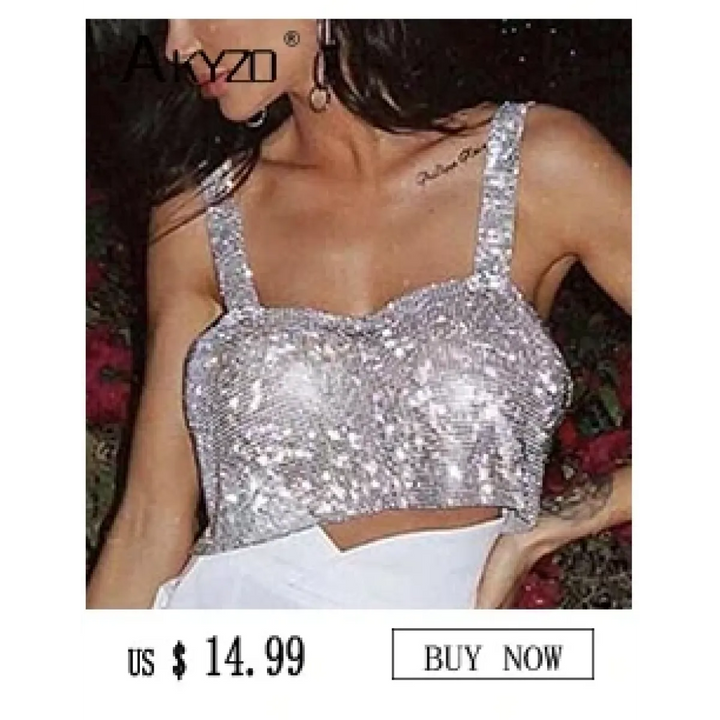 Women's Rhinestone Halter Top – Shiny Harajuku Crop Top