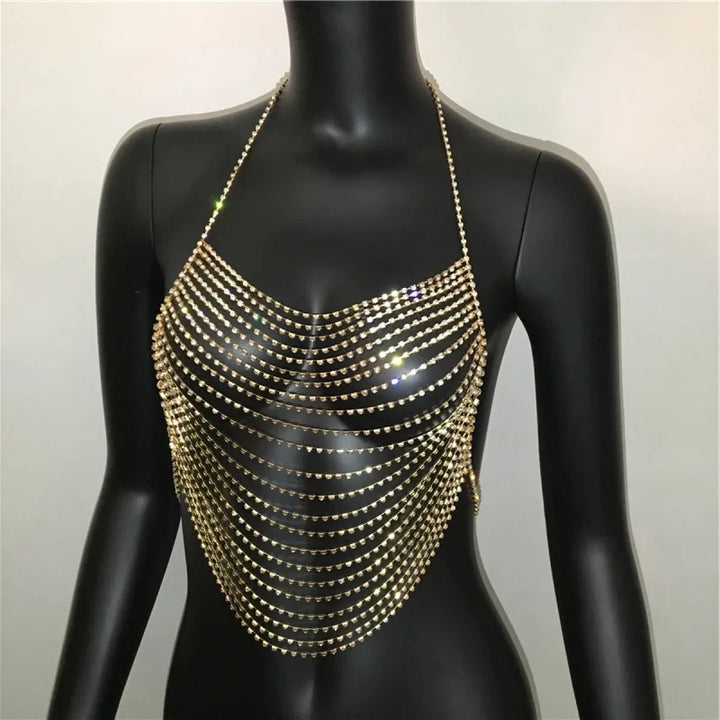 Women's Rhinestone Halter Top – Shiny Harajuku Crop Top