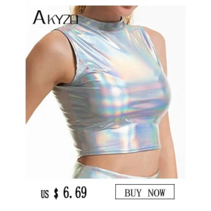 Women's Rhinestone Halter Top – Shiny Harajuku Crop Top