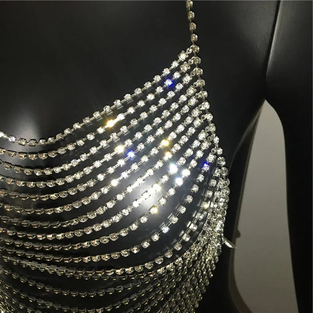 Women's Rhinestone Halter Top – Shiny Harajuku Crop Top