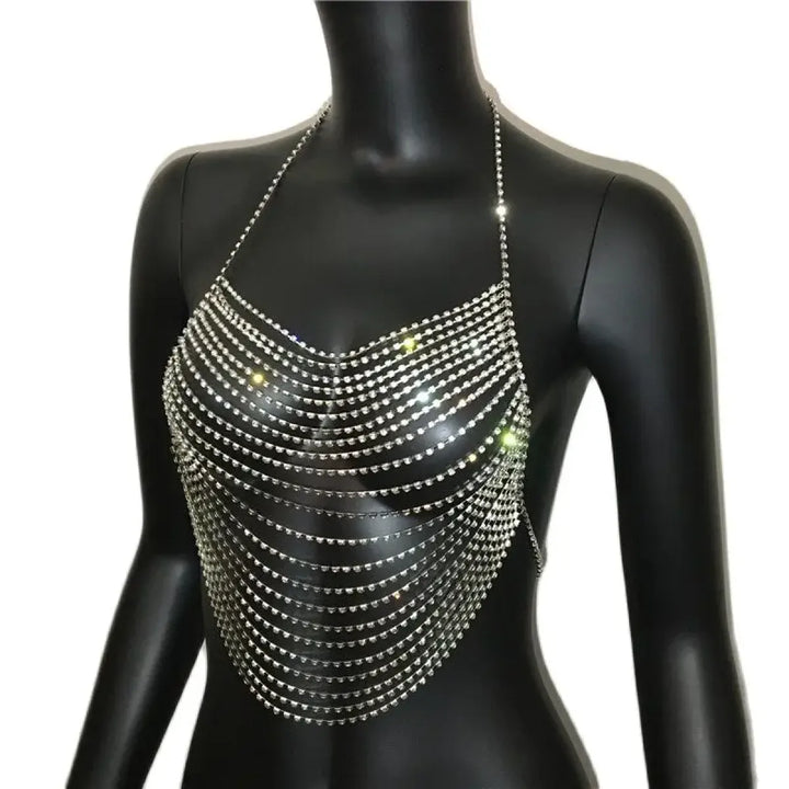 Women's Rhinestone Halter Top – Shiny Harajuku Crop Top