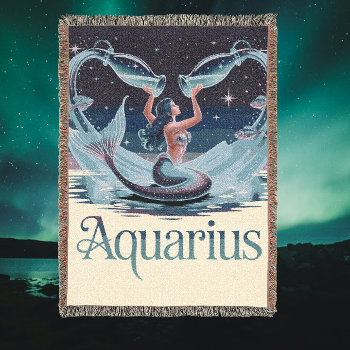 Aquarius Woven Blanket – Cozy Zodiac Throw, Astrology Home Décor