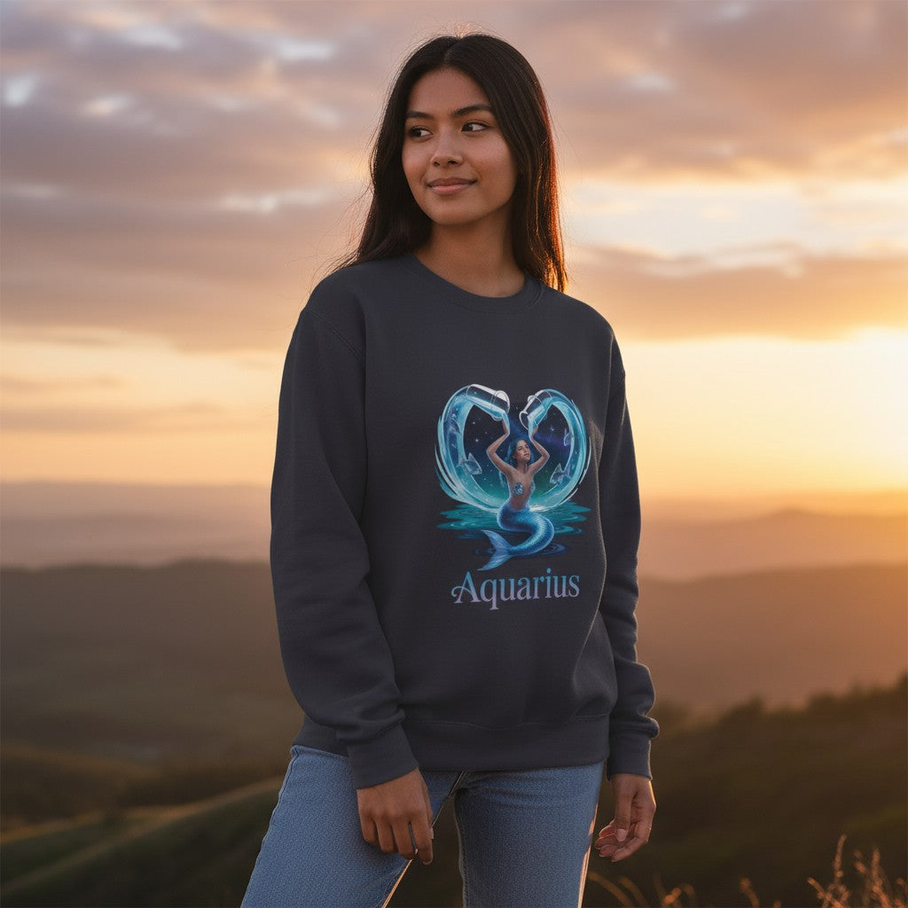Aquarius Unisex Crewneck Sweatshirt, Zodiac Gifts, Astrology Apparel, Horoscope Sweatshirt, Birthday Gifts