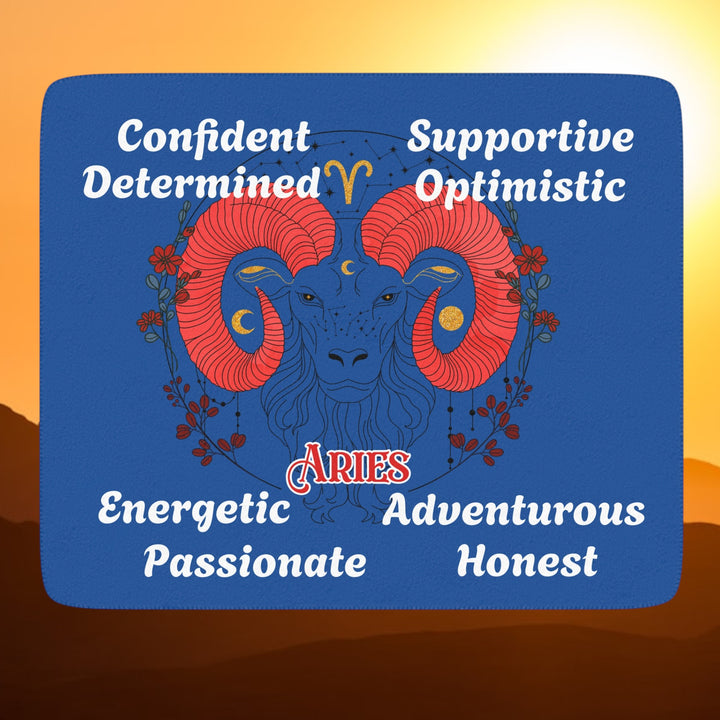 Sherpa Blanket - Aries Zodiac Tan Sherpa Blanket