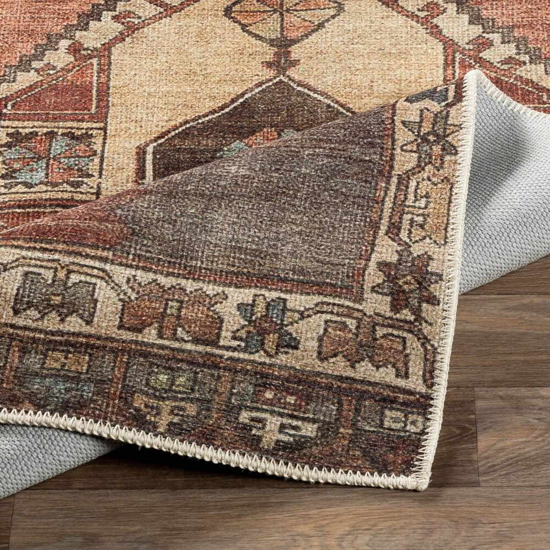 Medinah Washable Runner Rug – Traditional Medallion Runner Rug