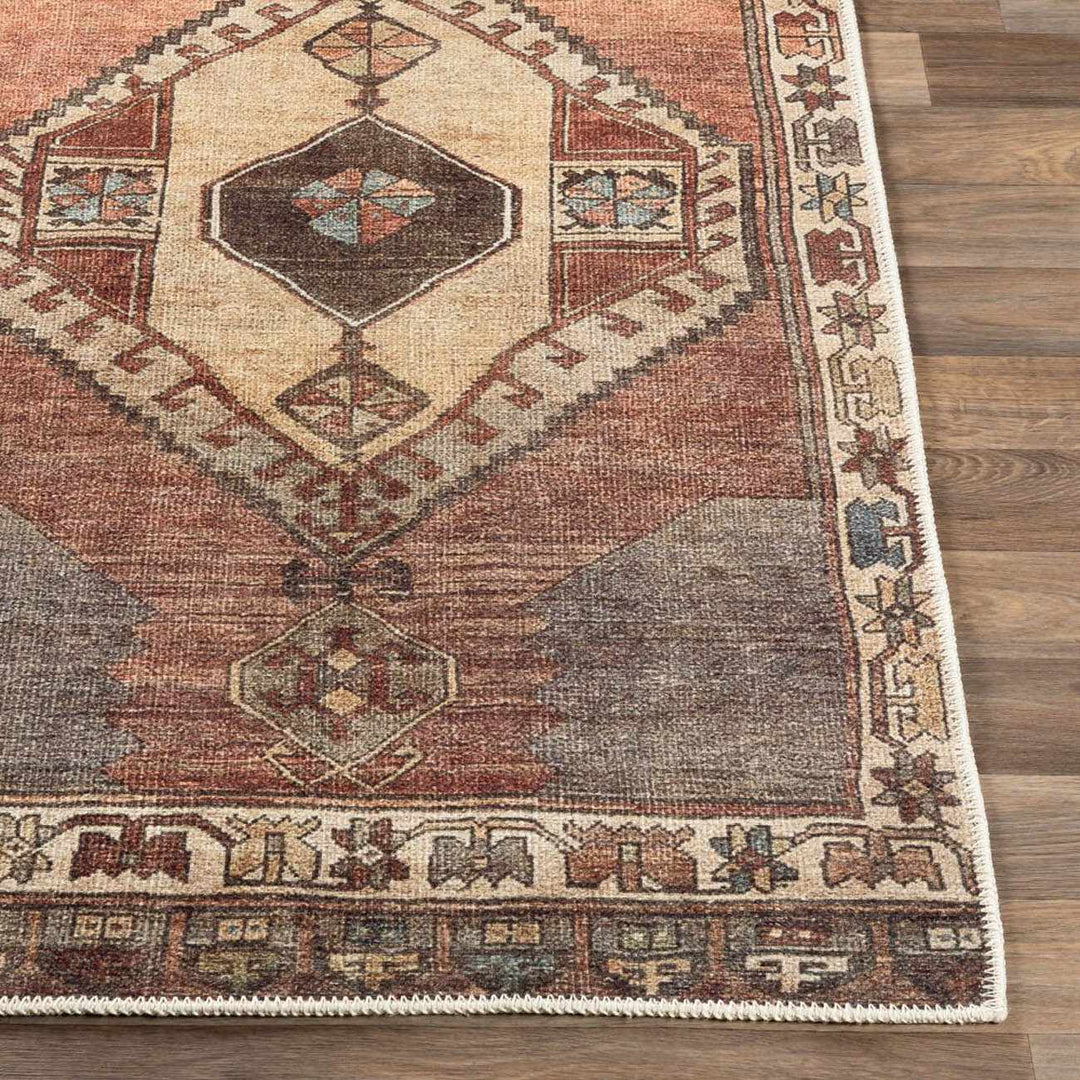 Medinah Washable Runner Rug – Traditional Medallion Runner Rug