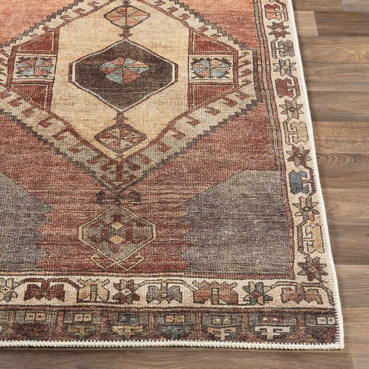 Medinah Washable Runner Rug – Traditional Medallion Runner Rug