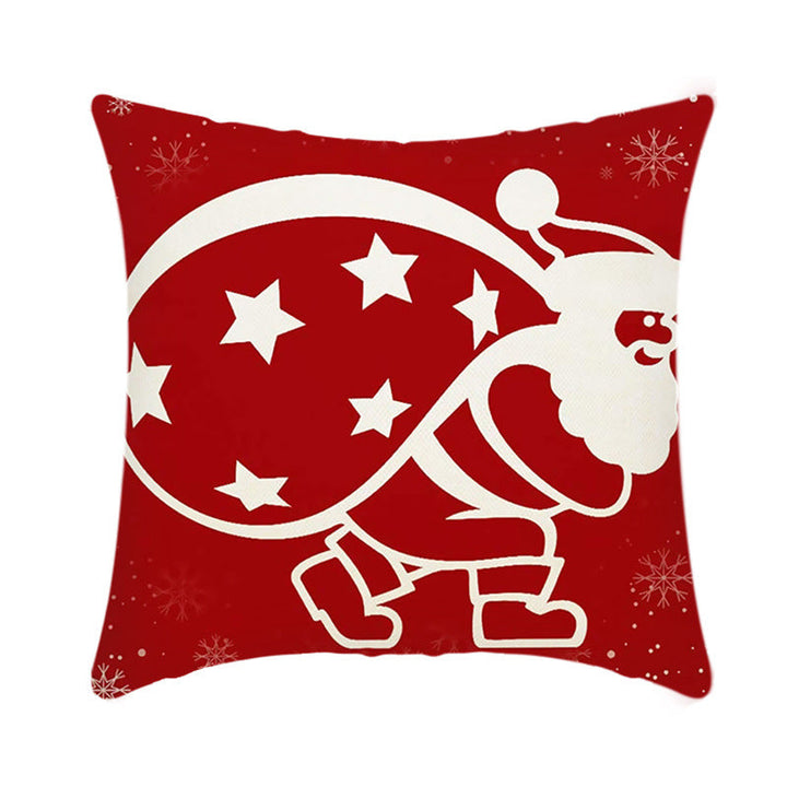 Merry Christmas Elk and Santa Plush Cushion Cover