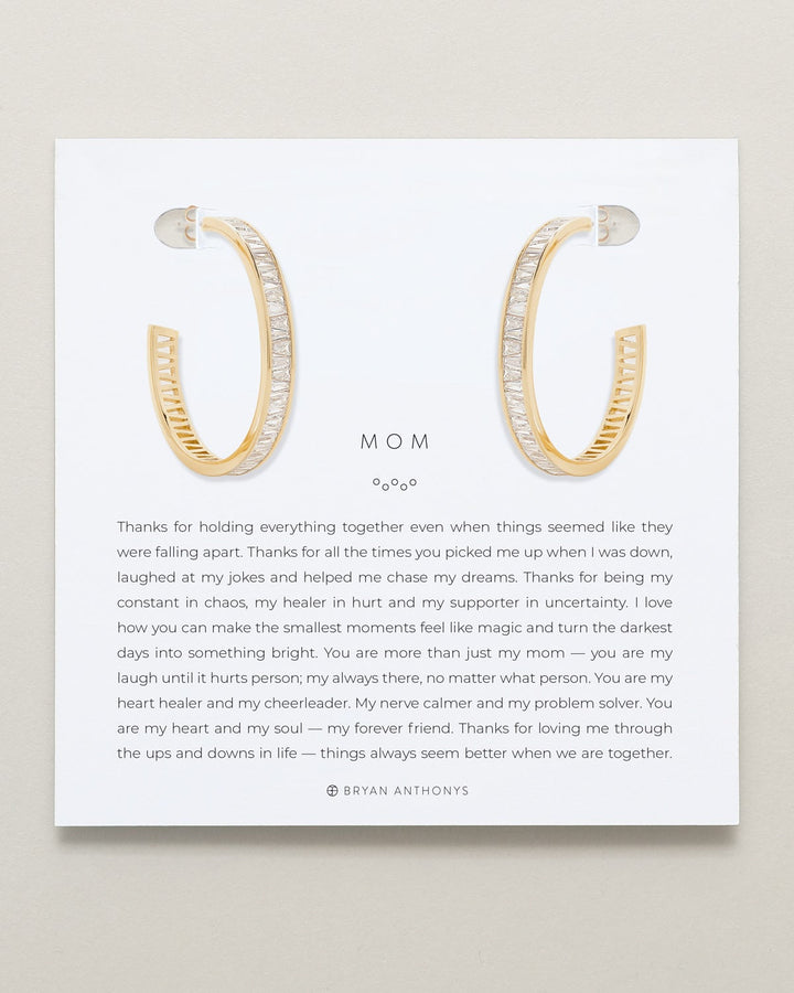 Mom Baguette Maxi Hoop Earrings – Meaningful Gift by Bryan Anthonys